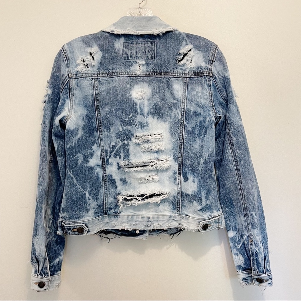 Loft Custom Upcycled Bleached/Distressed Denim Ja… - image 4